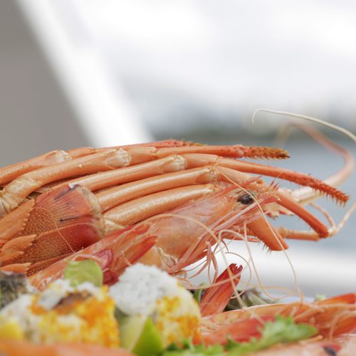 Fresh seafood catering aboard Platinum Cruises